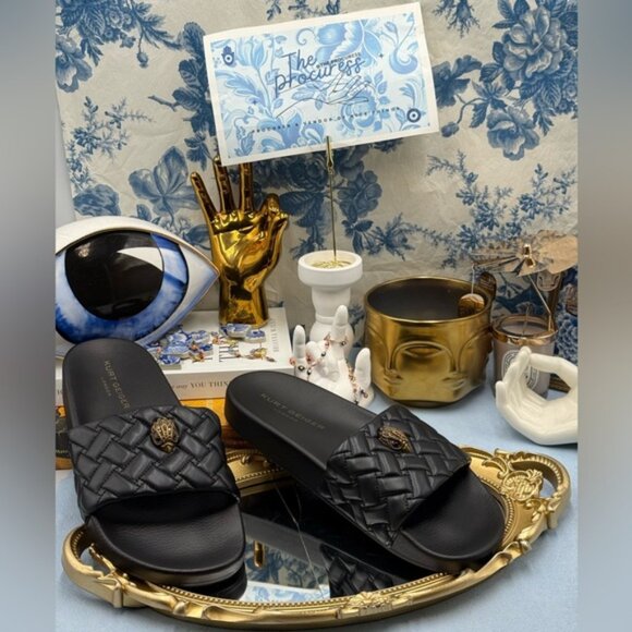 🆕 KURT GEIGER LONDON 🧿 NWOT Meena Eagle Slide, Quilted Black - Sz EU 41 US 10 - Picture 3 of 15